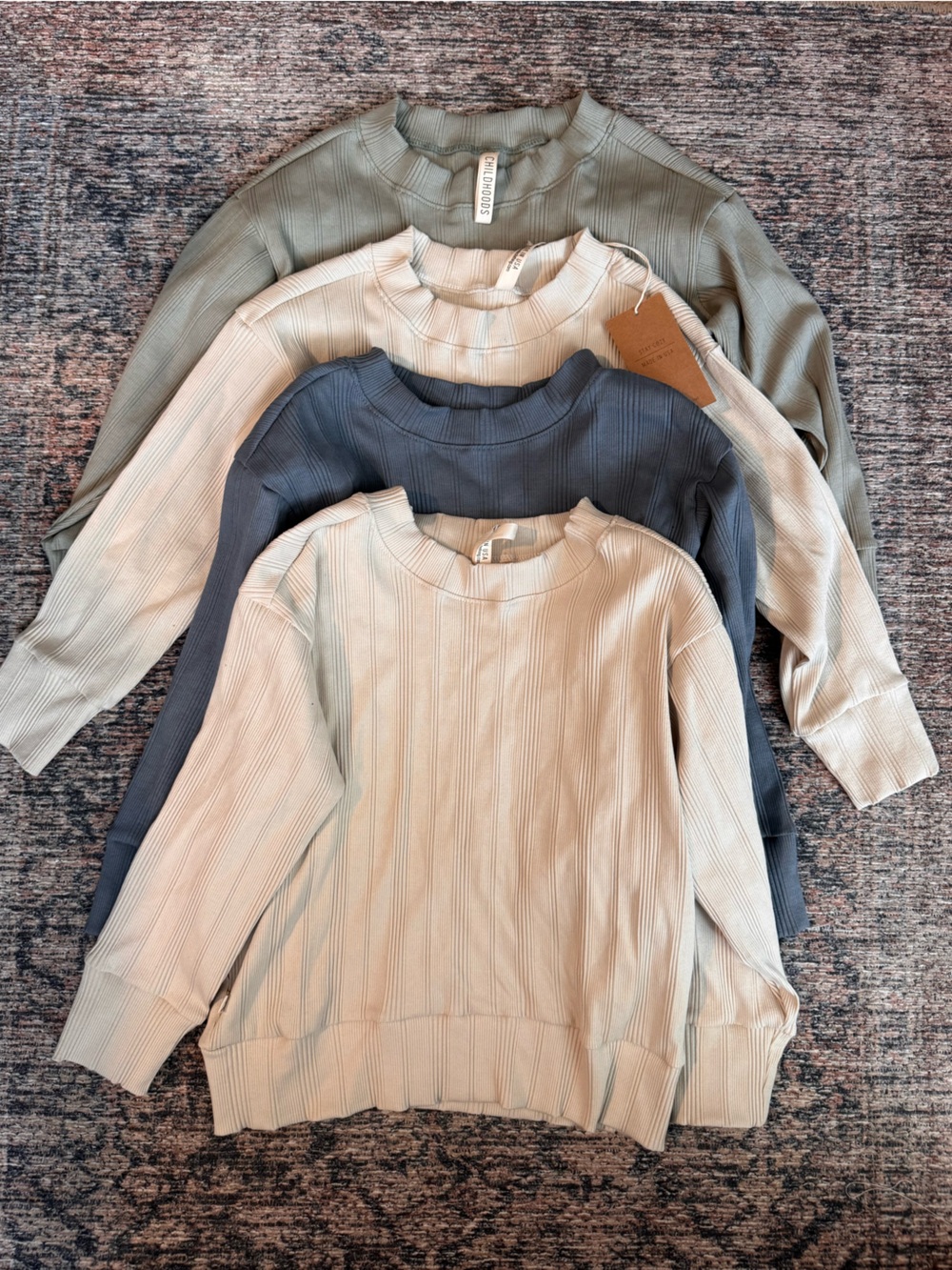 Childhoods Clothing GirlsLong Sleeve Ribbed - Beige, Blue, Sage, Cream